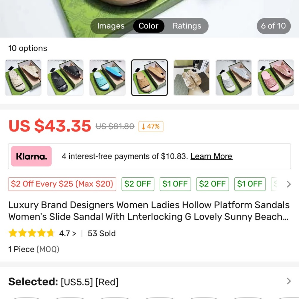 Luxury Brand Red Women's Slide Sandals